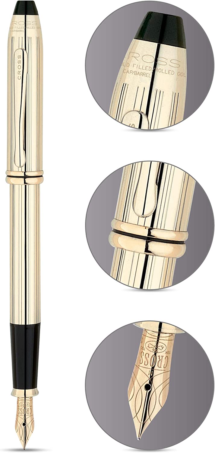Cross Townsend Fountain Pen 10KT Gold Plated with 18KT Gold Fine Nib