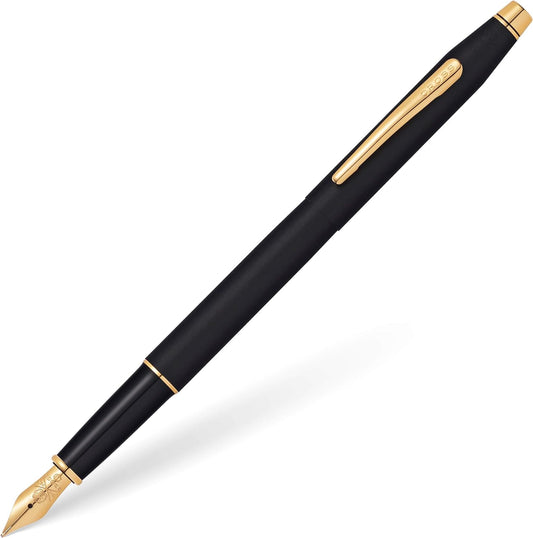 Cross Classic Century Black Fountain Pen Fine Nib 23KT Gold Plate Appointment