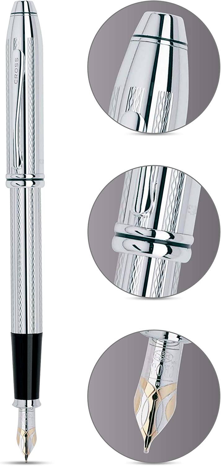 Cross Townsend Fountain Pen Platinum Plated with Fine Nib