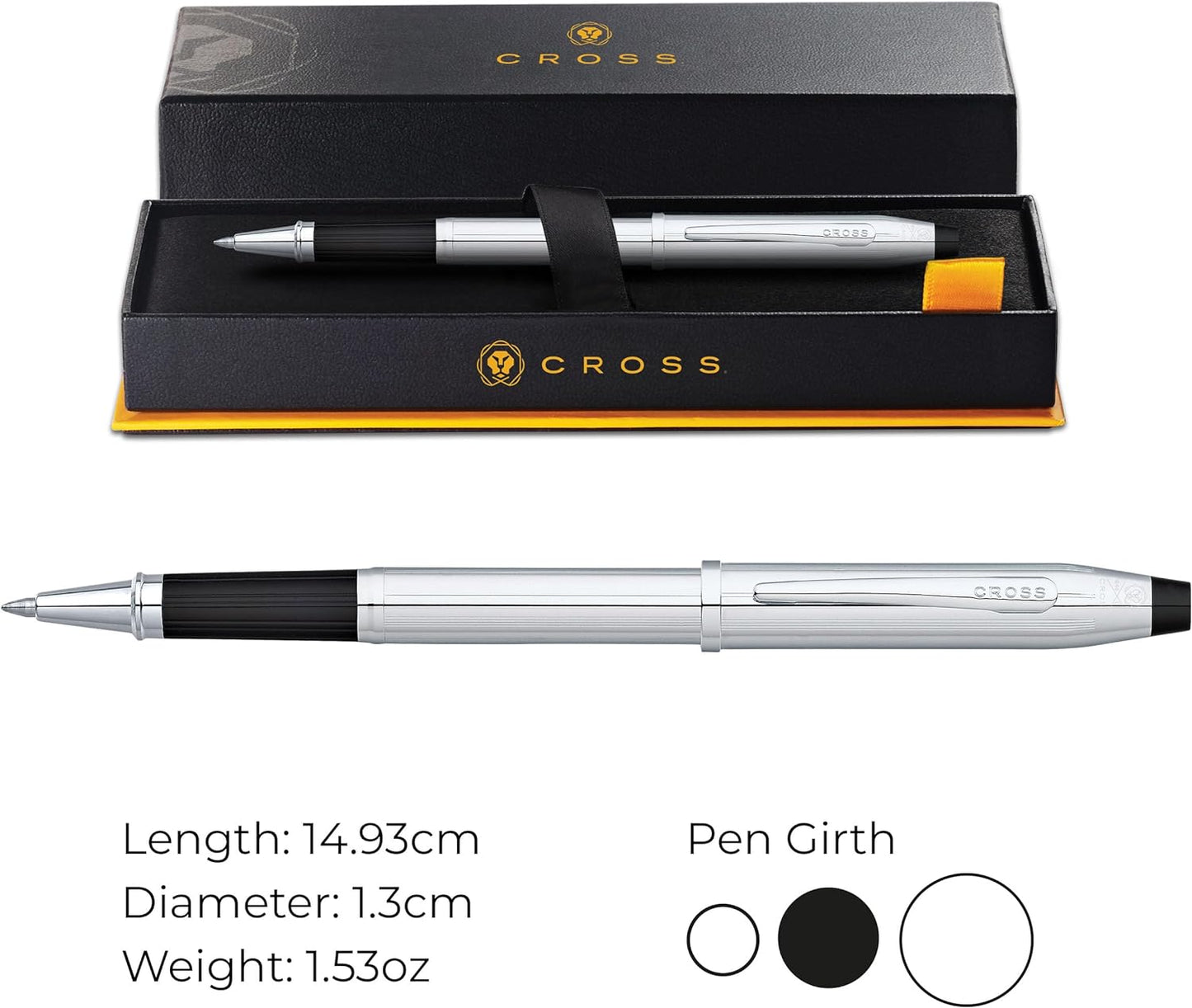 Cross Century II Luxury Medalist Rollerball Pen Pure Lustrous Chrome