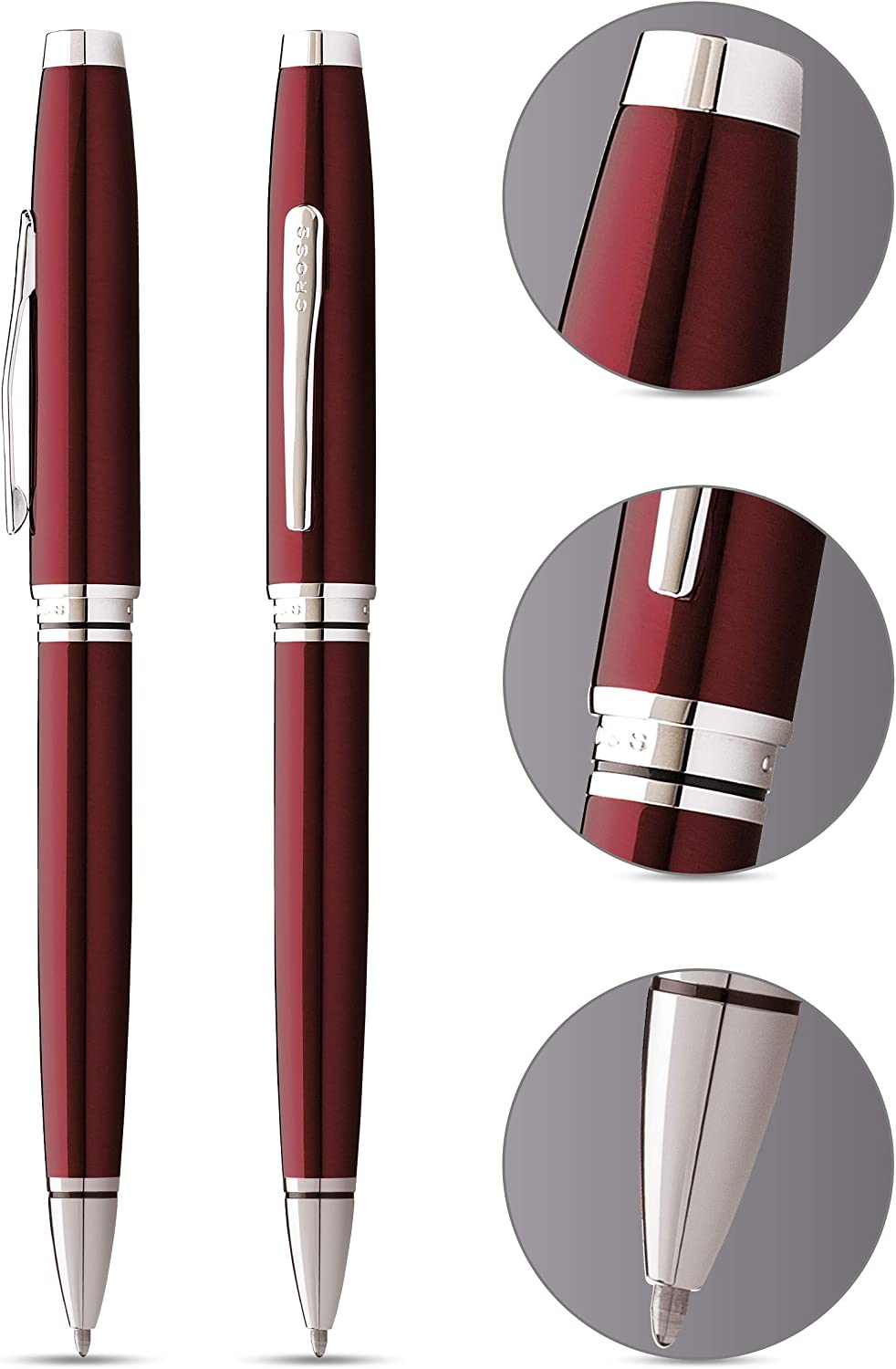 【Free Engraving】CROSS Coventry Ballpoint Pen with Cross Gift Box & Gift Bag Red/Chrome