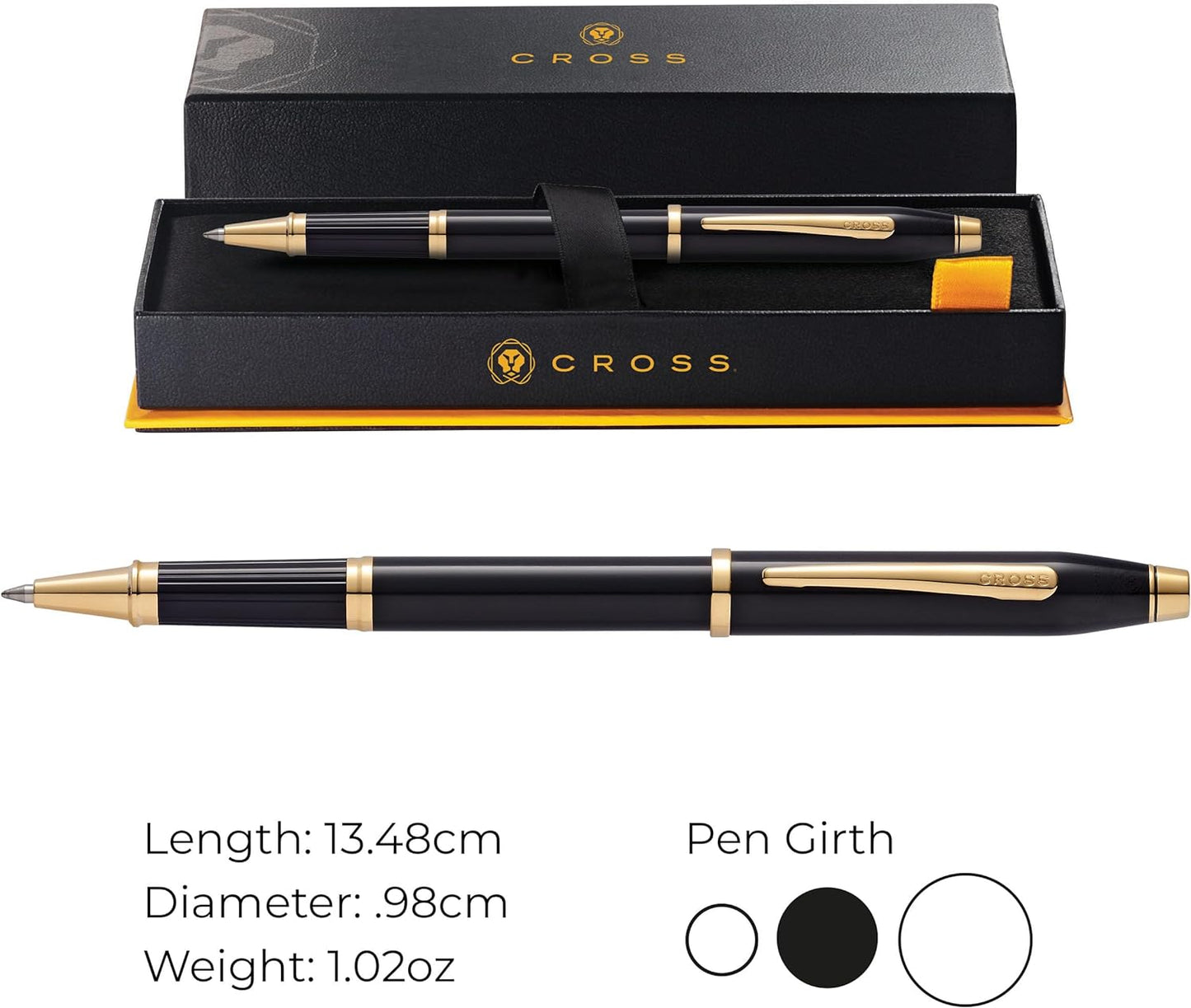Cross Century II Luxury Medalist Rollerball Pen Black 23KT Gold Plated Trim