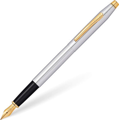 Cross Century II Chrome Fountain Pen 23KT Gold Plated Appointments Fine Nib
