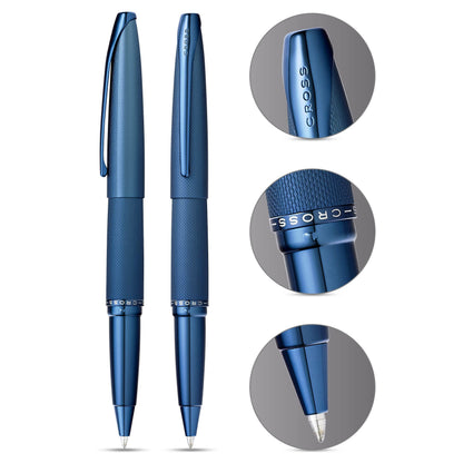 Cross Rollerball Pen ATX Sandblasted Dark Blue Signature Model With Gift Box Bag Quality Material