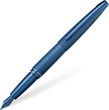 Cross ATX Fountain Pen F Nib Brushed Blue PVD Diamond Gift Free Engraved