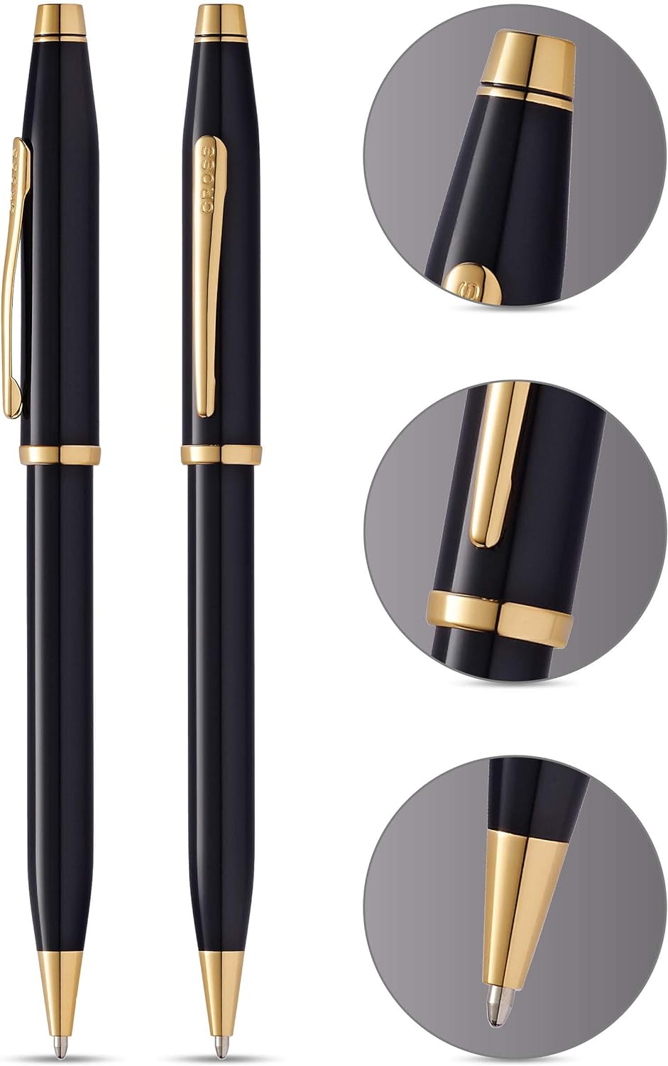 Cross Century II Luxury Black Lacquer Ballpoint Pen 23KT Gold Plated Appointment