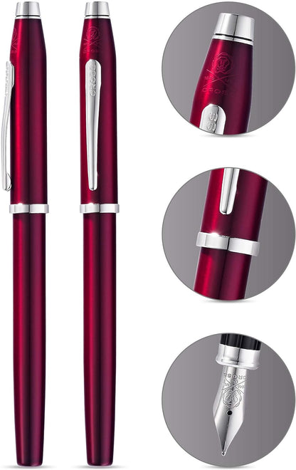 Personalised Cross Century II Translucent Plum Luxury Fountain Pen with Fine Nib