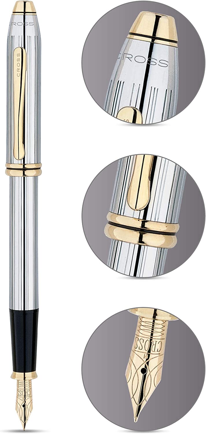 Cross Townsend Medalist Fountain Pen with 23KT Gold Plated appointments Fine Nib
