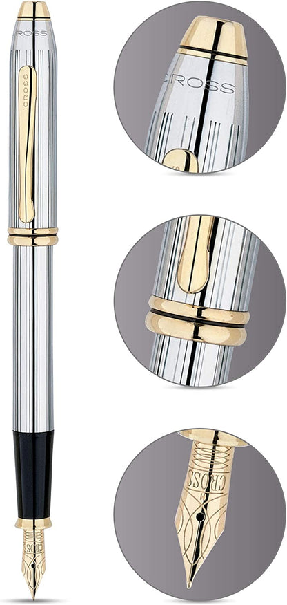 Cross Townsend Medalist Fountain Pen with 23KT Gold Plated appointments Fine Nib