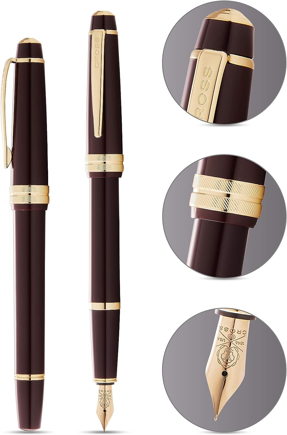 Cross Bailey Light Gold Tone Fountain Pen Gift Box Bag