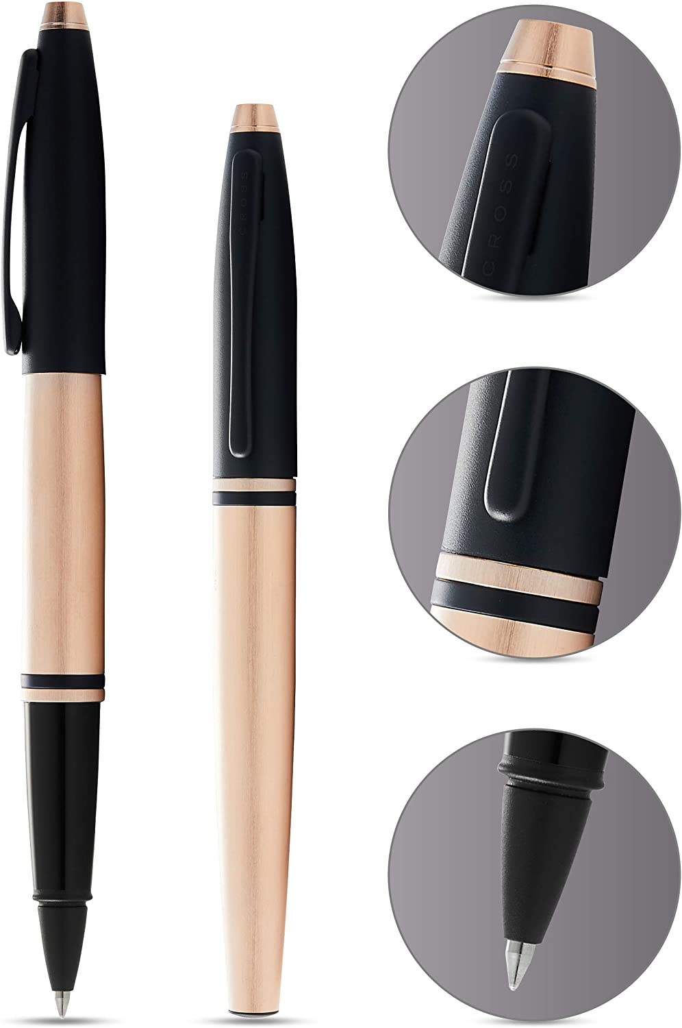 Cross Calais Rollerball Pen Black Ink Rose Gold Business Gift Box Bag Free Engraved