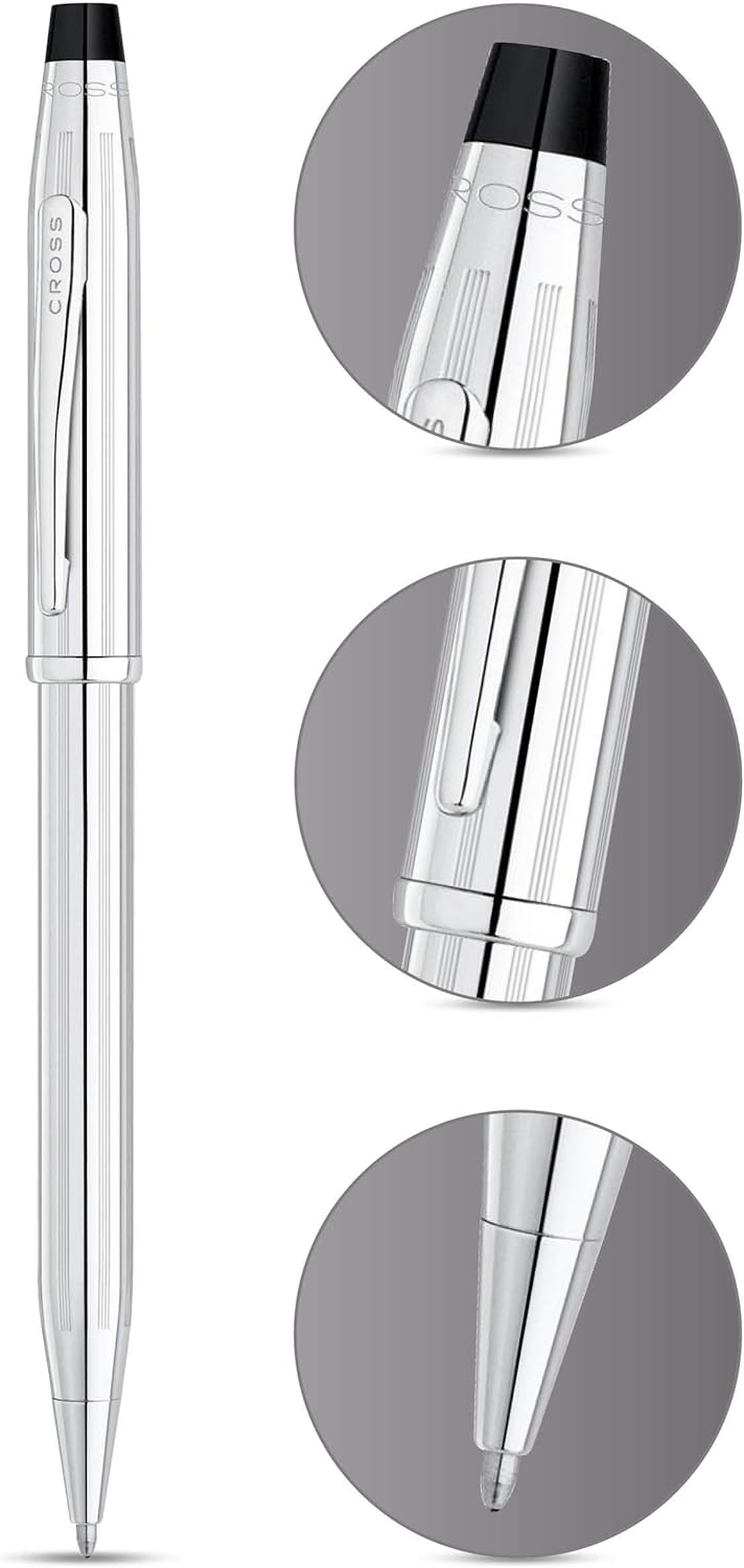 Cross Century II Luxury Ballpoint Pen Pure Lustrous Chrome Free Laser Engraving