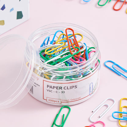 Vignette Stationery 33mm Coloured Paper Clips 100 pieces