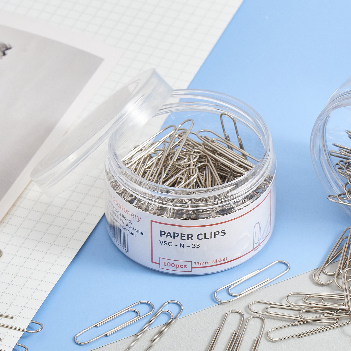 Vignette Stationery 33mm Chrome Paper Clips 100 pieces