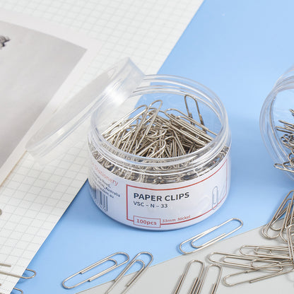 Vignette Stationery 33mm Chrome Paper Clips 100 pieces