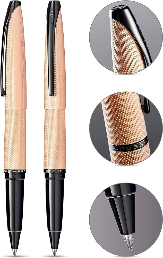 Cross Rollerball Pen ATX Brushed Rose Gold Signature Model With Gift Box Bag Quality Material