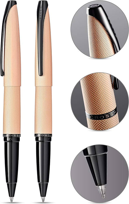 Cross Rollerball Pen ATX Brushed Rose Gold Signature Model With Gift Box Bag Quality Material