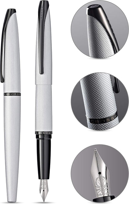 Cross ATX Fountain Pen F Nib Brushed Chorme PVD Diamond Gift Free Engraved