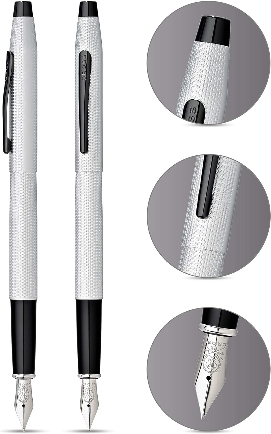 Cross Classic Century Brushed Chrome PVD Fountain Pen Fine Nib Personalisable
