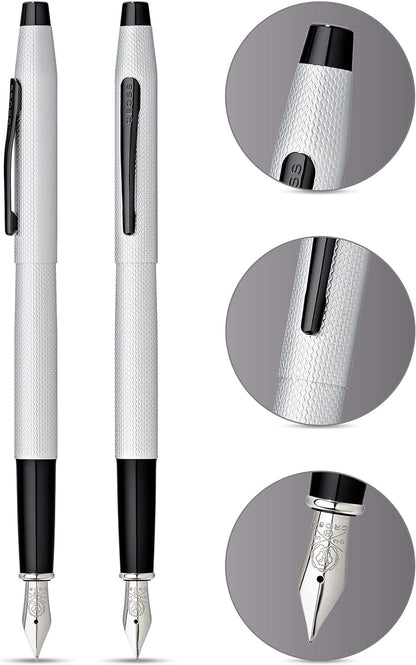 Cross Classic Century Brushed Chrome PVD Fountain Pen Fine Nib Personalisable