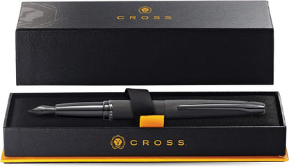 Cross ATX Fountain Pen F Nib Brushed Black PVD Diamond Gift Free Engraved
