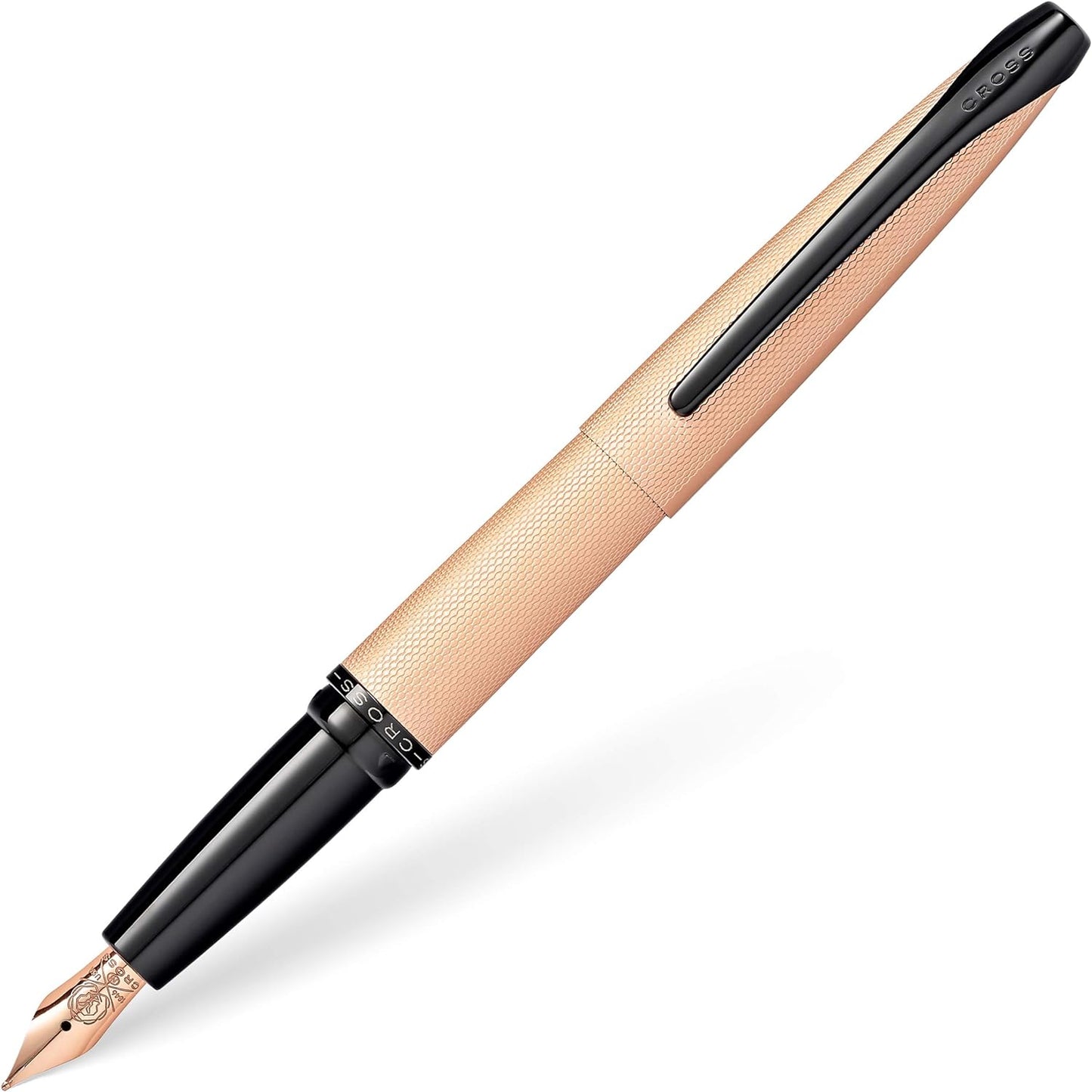 Cross ATX Fountain Pen F Nib Brushed Rose Gold Tone PVD Diamond Gift Free Engraved