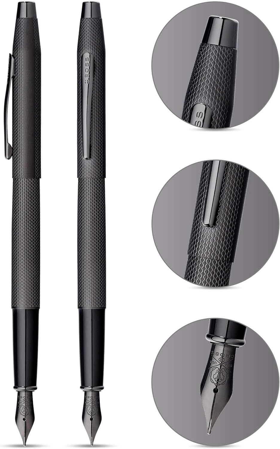 Cross Classic Century Brushed Black PVD Fountain Pen Fine Nib Personalisable