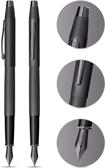 Cross Classic Century Brushed Black PVD Fountain Pen Fine Nib Personalisable
