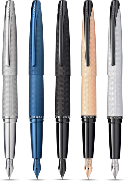 Cross ATX Fountain Pen F Nib Brushed Chorme PVD Diamond Gift Free Engraved