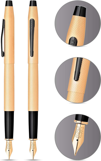 Cross Classic Century Brushed Rose Gold PVD Fountain Pen Fine Nib Personalisable