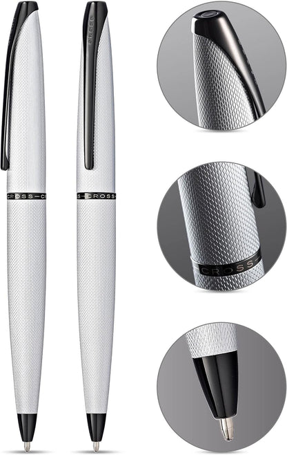 Cross ATX Brushed Chorme Ballpoint Pen Personalised Gift Free Engraving Box&Bag