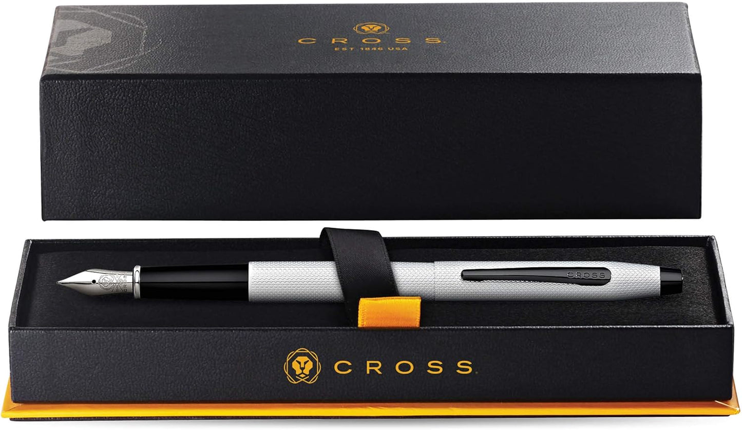 Cross Classic Century Brushed Chrome PVD Fountain Pen Fine Nib Personalisable