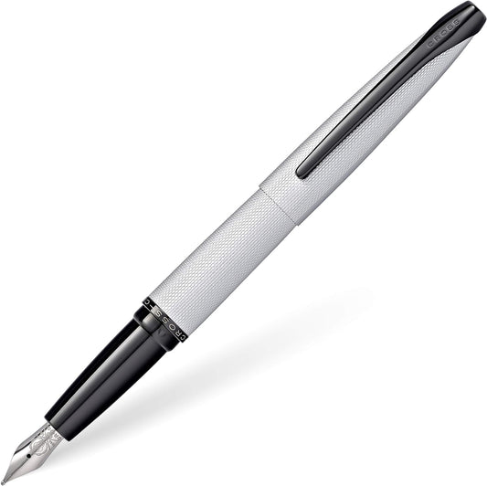 Cross ATX Fountain Pen F Nib Brushed Chorme PVD Diamond Gift Free Engraved