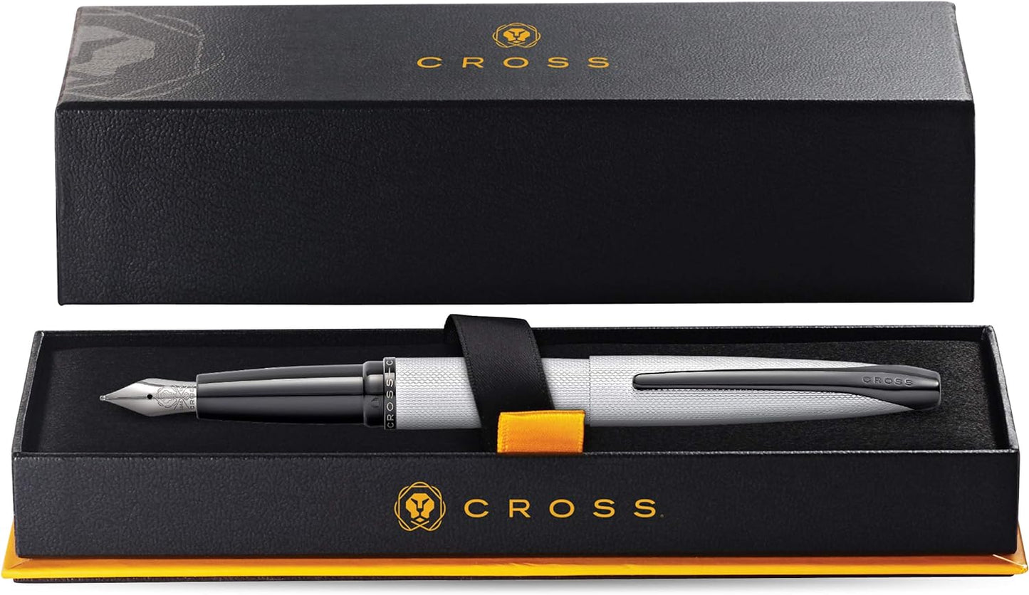 Cross ATX Fountain Pen F Nib Brushed Chorme PVD Diamond Gift Free Engraved