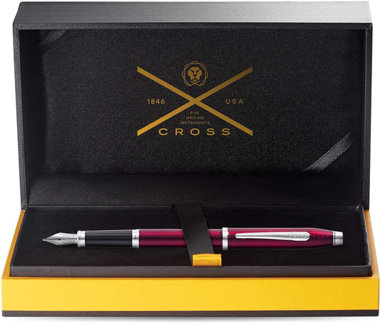Personalised Cross Century II Translucent Plum Luxury Fountain Pen with Fine Nib