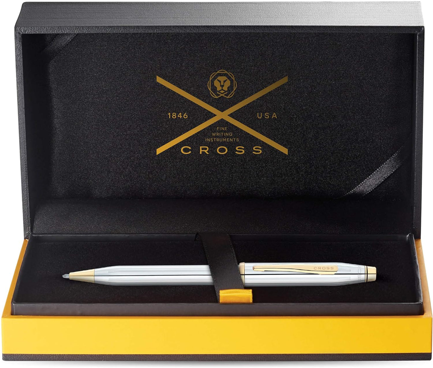 Cross Century II Luxury Polish Chrome Ballpoint Pen 23KT Gold Plated Appointment