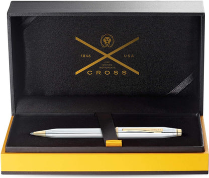 Cross Century II Luxury Polish Chrome Ballpoint Pen 23KT Gold Plated Appointment