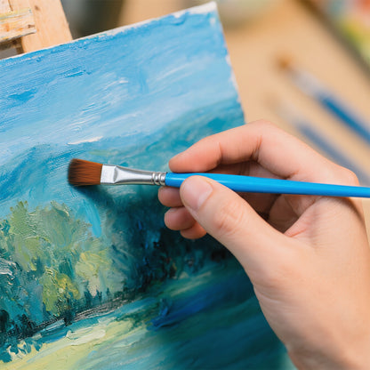 Vignette Stationery Artist Brushes 7202 Flat & Round 5 Pieces for Acrylic, Watercolour, Gouache