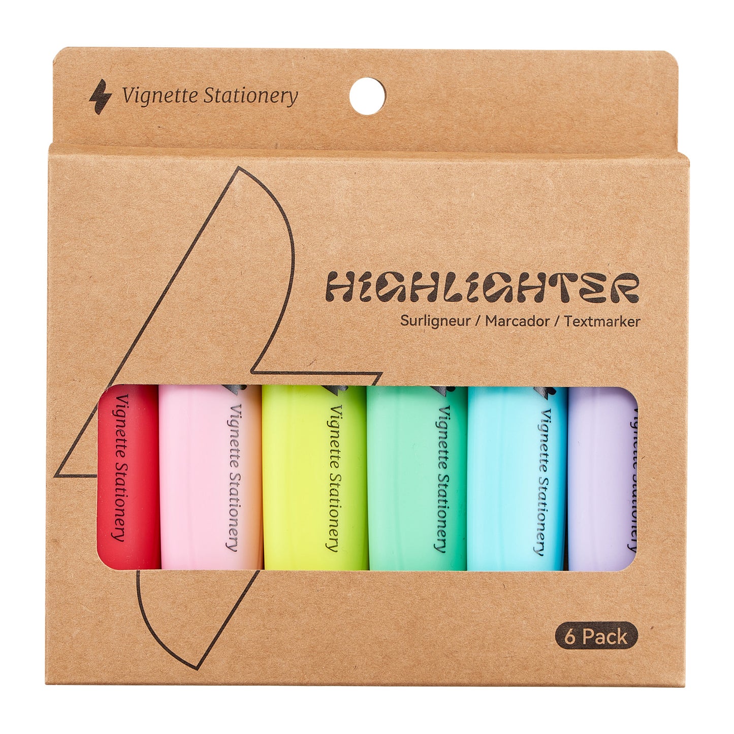 Vignette Chisel Tip Highlighter Bright & Pastel 6 Colour Set