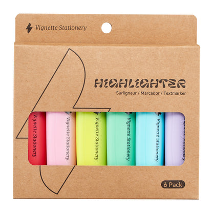 Vignette Chisel Tip Highlighter Bright & Pastel 6 Colour Set