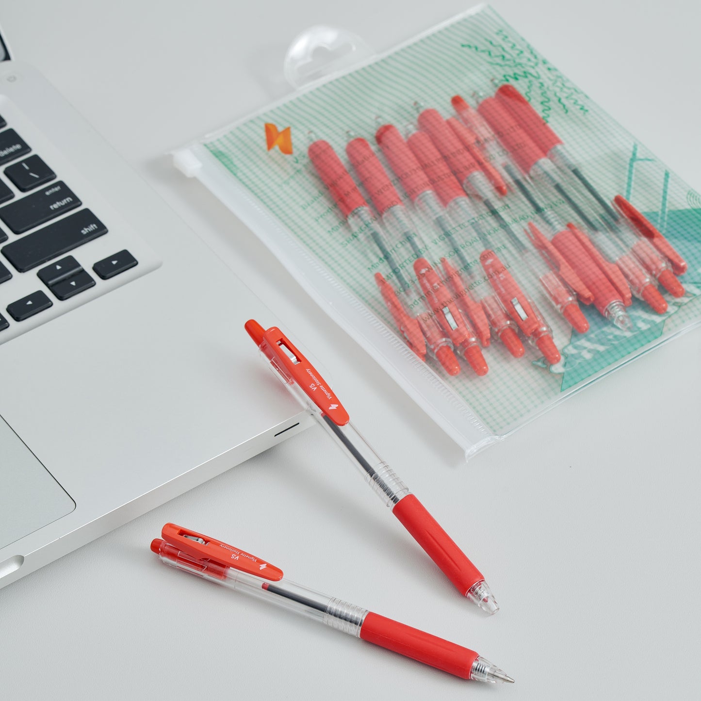 Vignette Stationery 10x Retractable 1.0mm Red Ballpoint Pens Extra Smooth Quick Dry Ink
