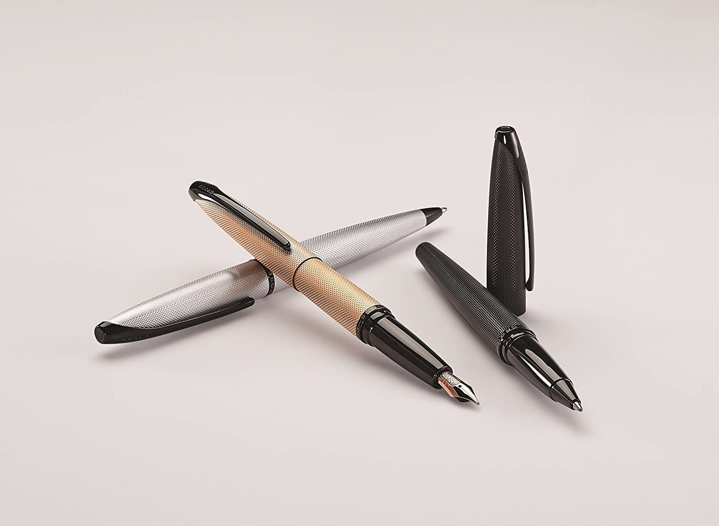 Cross ATX Fountain Pen F Nib Brushed Rose Gold Tone PVD Diamond Gift Free Engraved