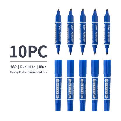 Vignette Stationery Dual Nib Permanent Markers, Heavy Duty Double Tipped, Alcohol Based Ink (Blue)