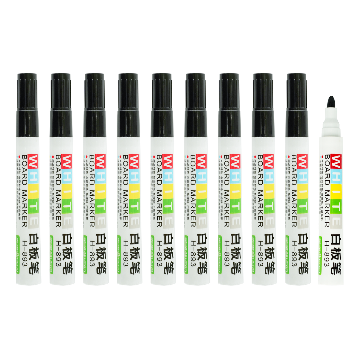 Whiteboard Markers, Washable, Low Odour, Dry Erase, Fast Drying, Medium Bullet Tip (10 Black)
