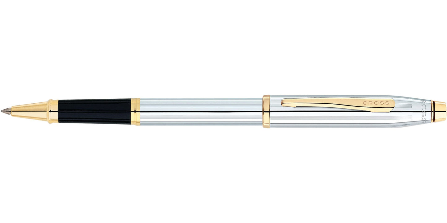 Cross Century II Luxury Medalist Rollerball Pen Chrome 23KT Gold Plated Trim