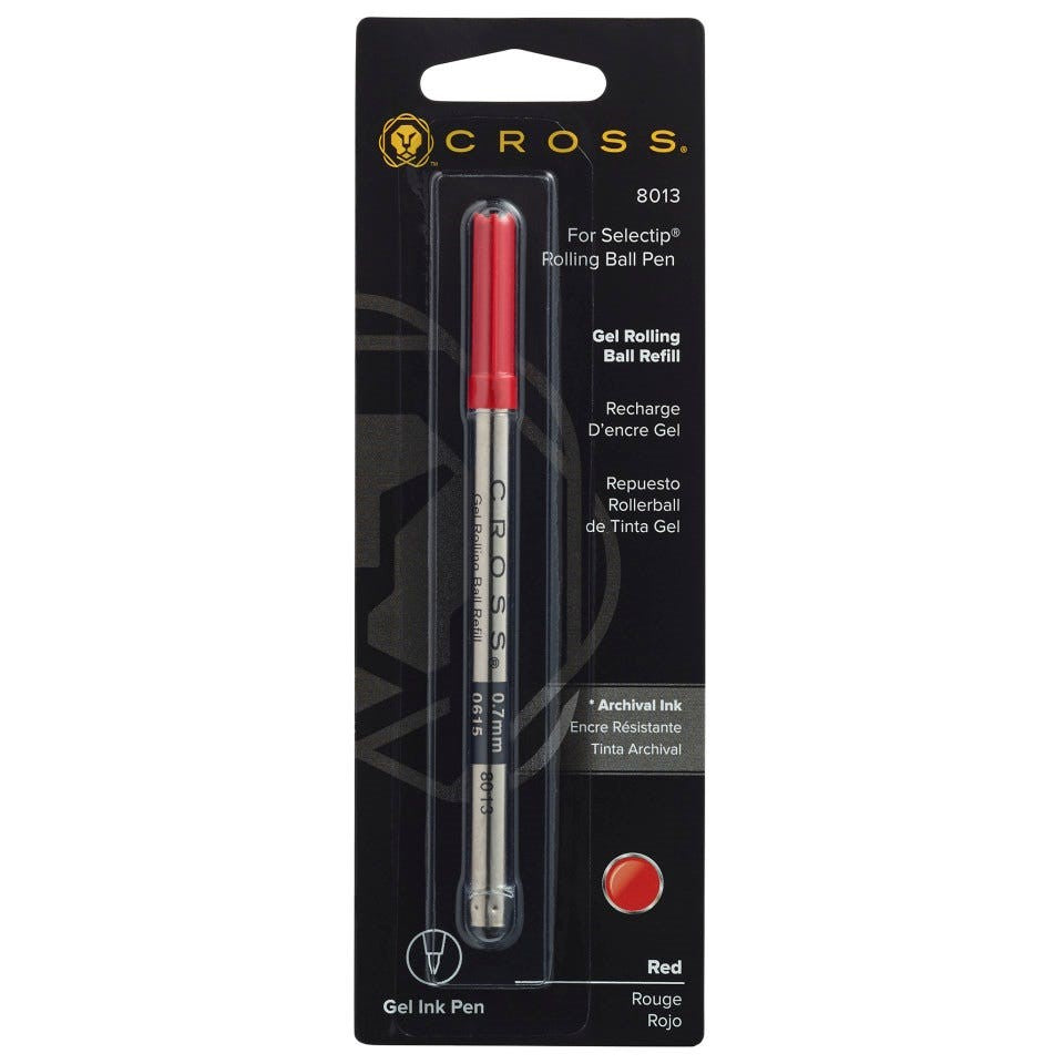 Cross Rolling Ball Pen Refill Medium Point 0.7mm Red 8013