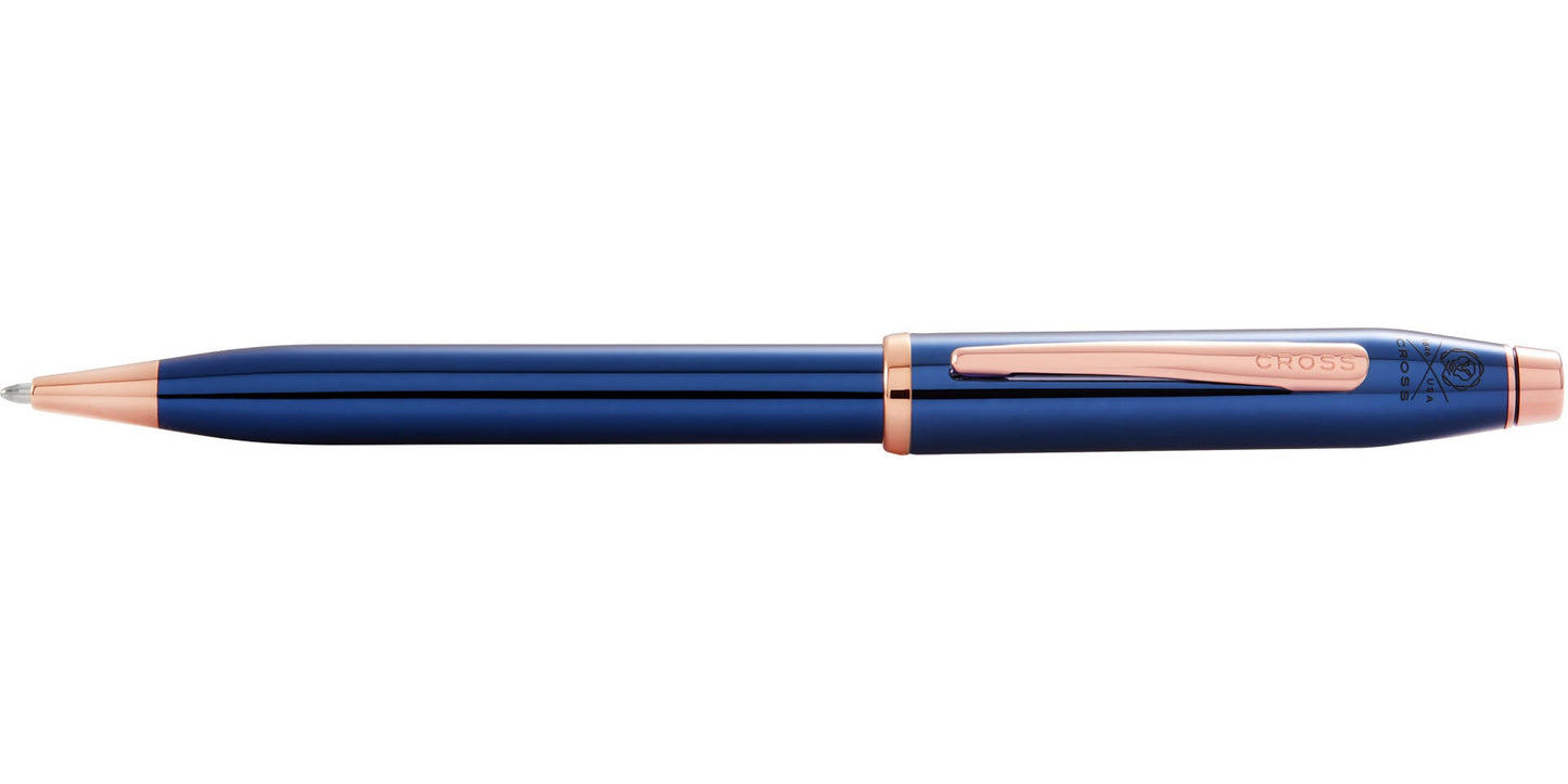 Cross Century II Luxury Ballpoint Pen Translucent Cobalt Blue Lacquer Engraved
