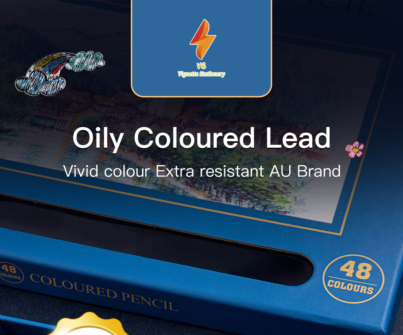 Coloured Pencils Oil Base Professional Grade Vibrant Colour Pre-Sharpened (48)