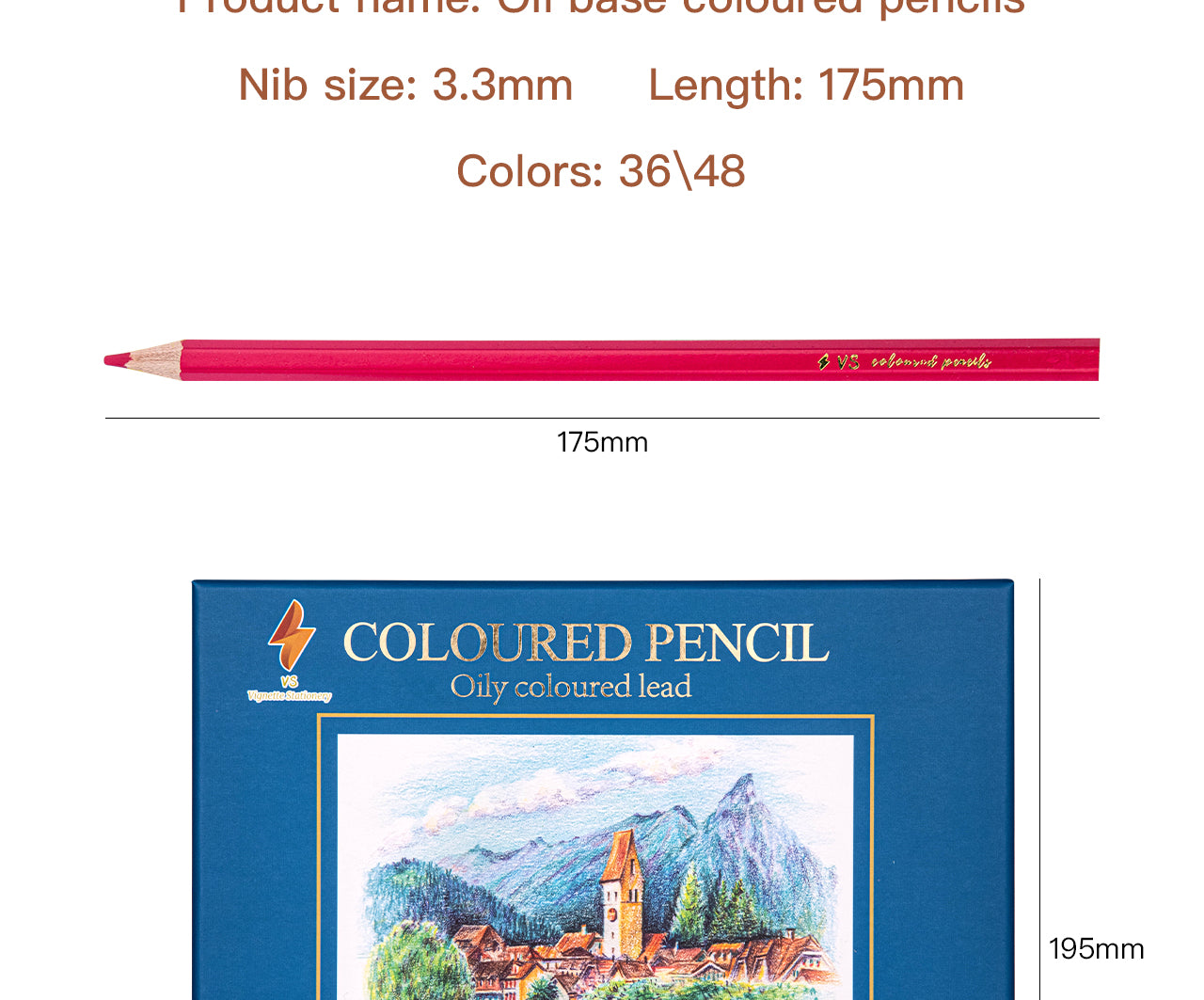 Coloured Pencils Oil Base Professional Grade Vibrant Colour Pre-Sharpened (48)