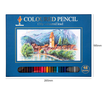 Coloured Pencils Oil Base Professional Grade Vibrant Colour Pre-Sharpened (48)
